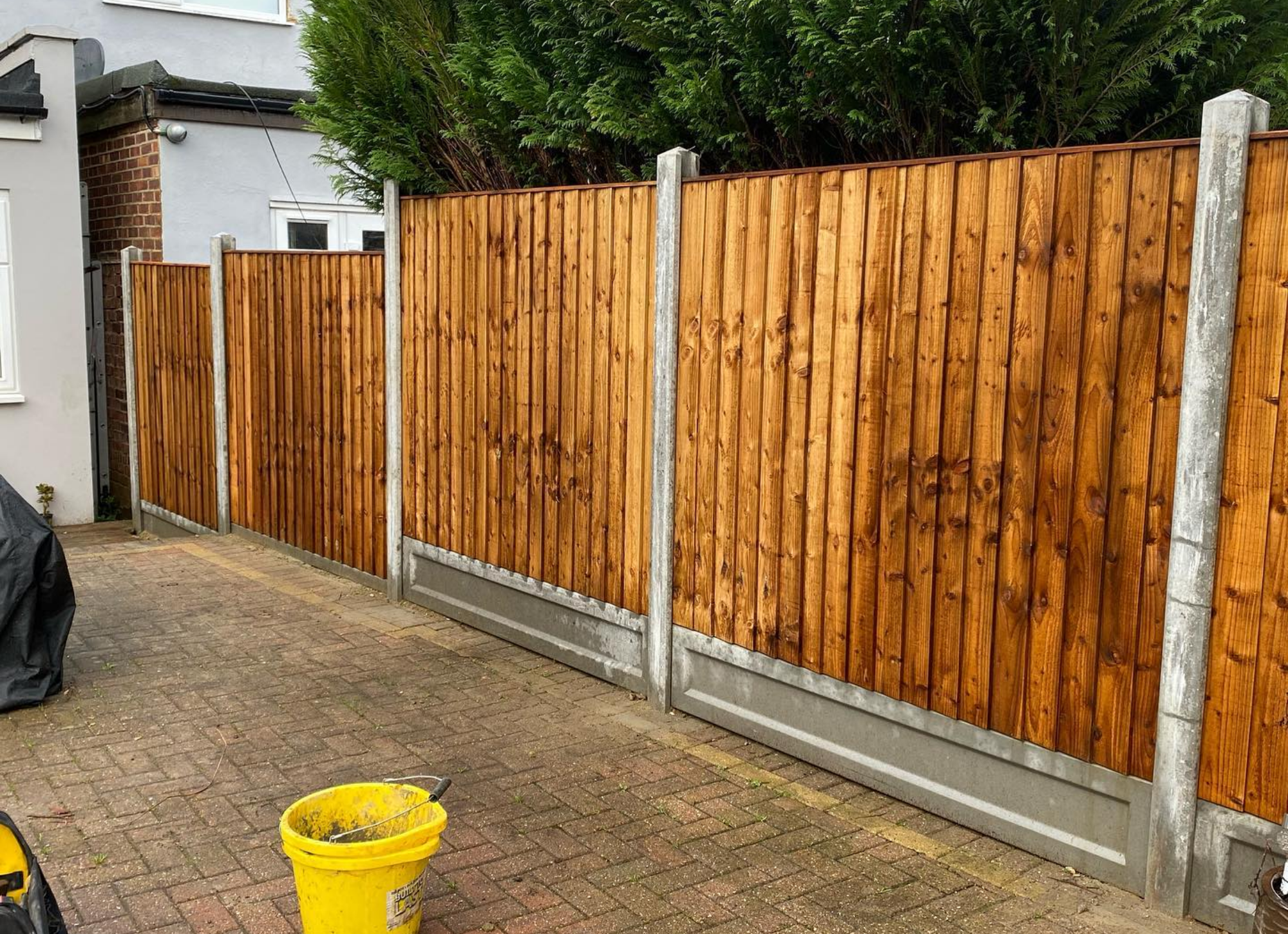 Timber Fencing in East London with concrete gravel boards and posts